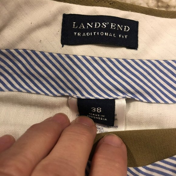 Men's Lands End Traditional Fit Dress Pants Sz 38 Khaki - Picture 3 of 5